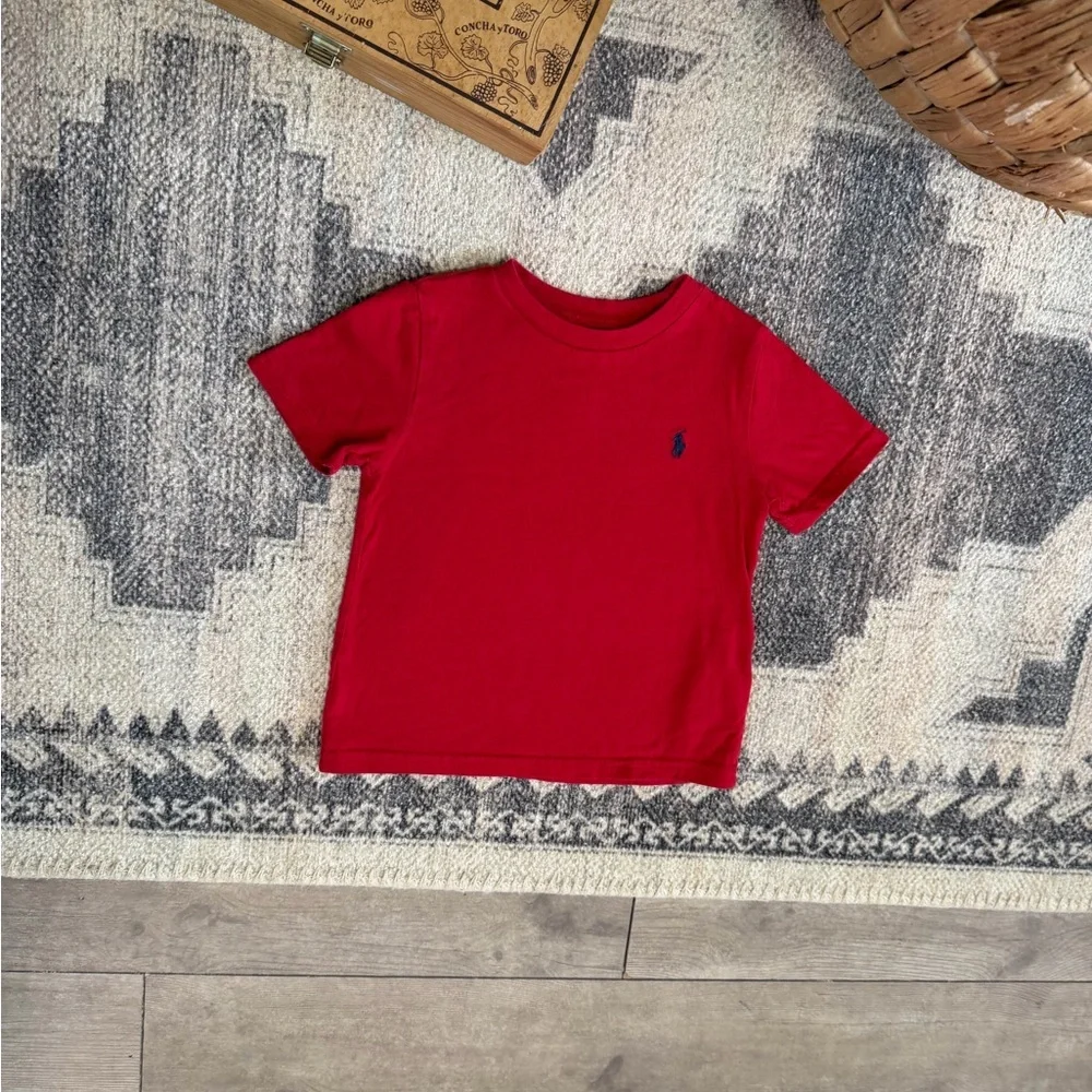 New Ralph Lauren 24 Months Boys' Red Short-Sleeve Polo Tee with Navy Pony